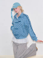Polka Dot Frog Closure Zip Jacket OL2459