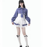 Plaid Shirt Lace Cami and Tiered Skirt Separates OL2477