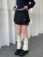 Plaid Skirt-Layered Shorts OL2277