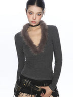 グレー ふわふわフェザーニット オリビオラ