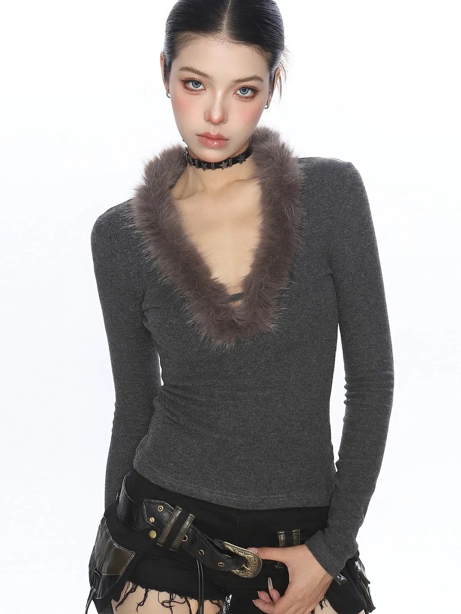 グレー ふわふわフェザーニット オリビオラ