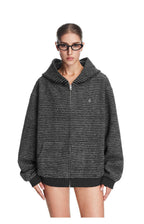 グレー ボーダー ボアパーカー ゆったりシルエット