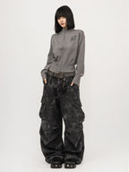 グレー ヴィンテージ刺繍 ドロップショルダー