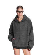 Gray boa hoodie with faux fur Oliviora
