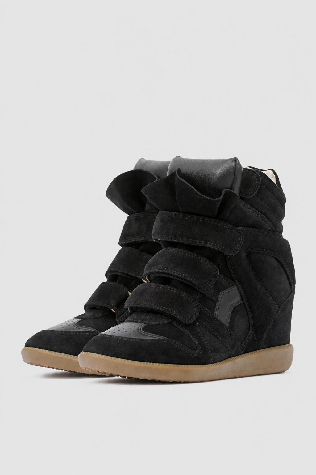 Leather Wedge Velcro Platform Sneakers OLA063