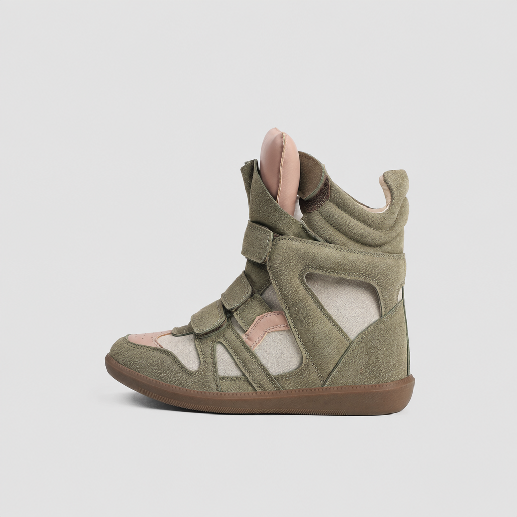 Leather Wedge Velcro Platform Sneakers OLA063