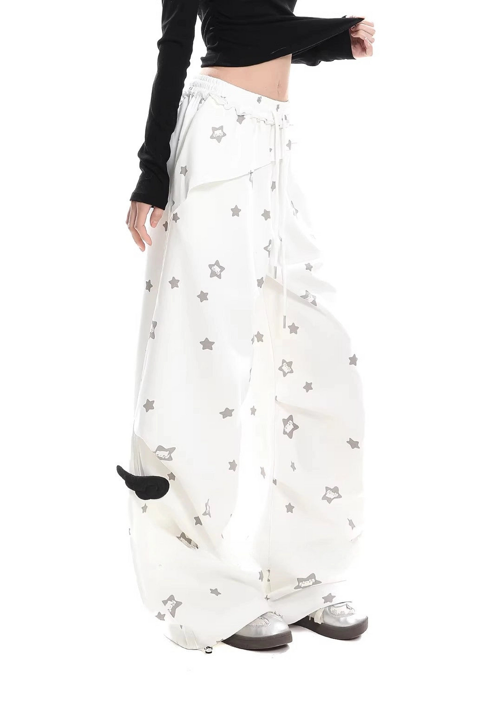 Star Print Wide Leg High Waist Relaxed Pants OL2247