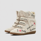 Leather Wedge Velcro Platform Sneakers OLA063
