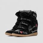 Leather Wedge Velcro Platform Sneakers OLA063