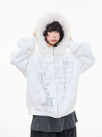 カートゥーン刺繍 アニメ パーカー レディース Oliviora