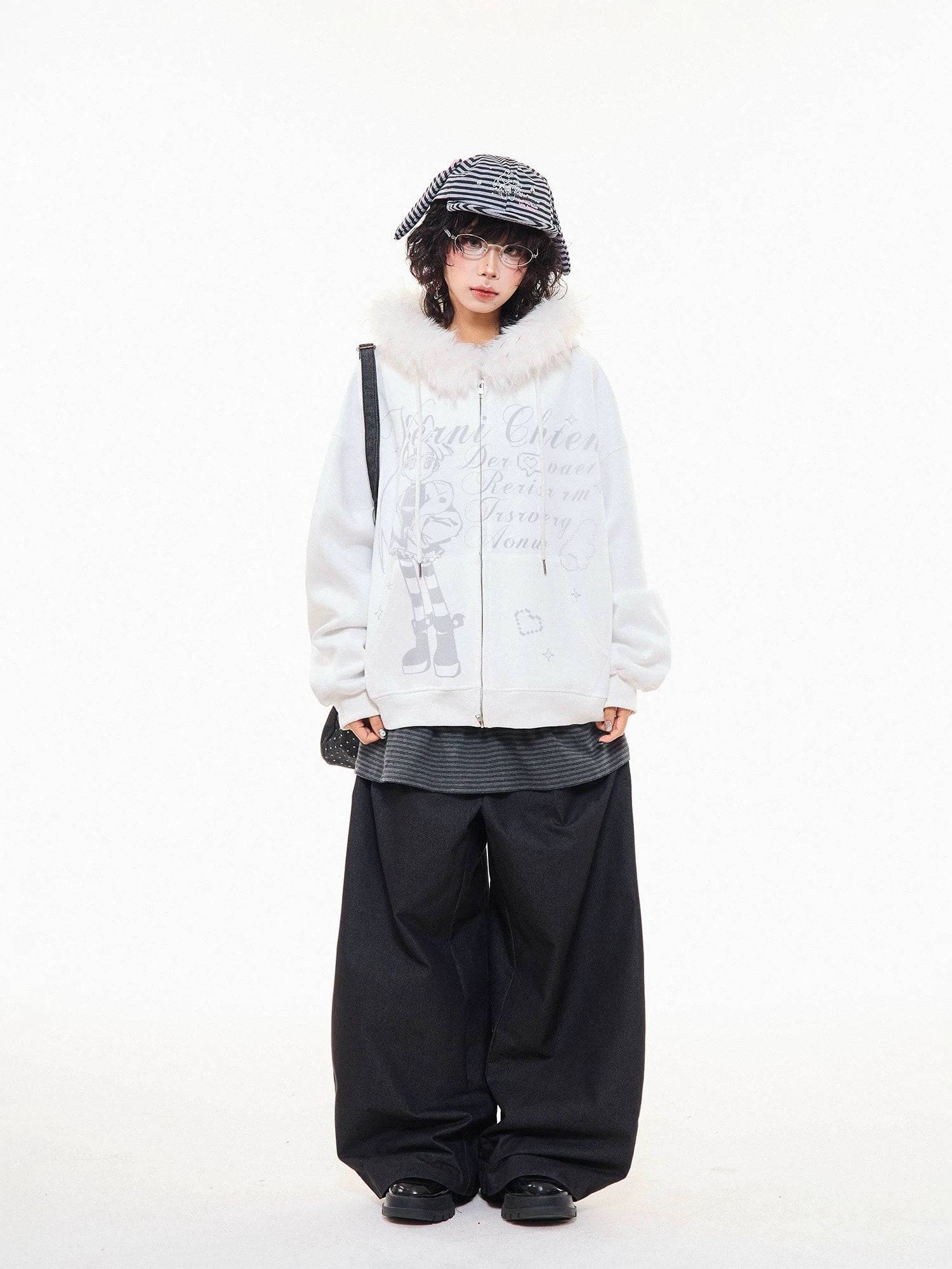 offwhite anime fakefur hoodie oliviora