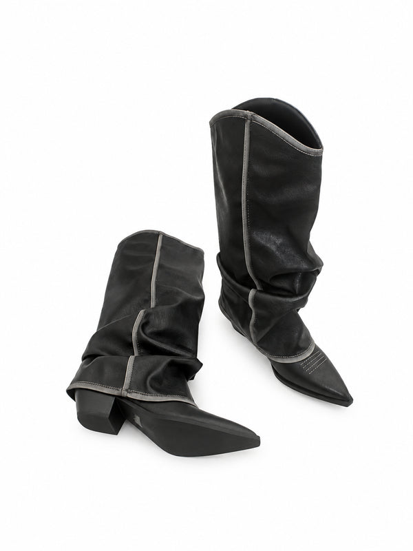 Distressed Pointed Toe Slouch Boots OLA066 oliviroa オリヴィオラ