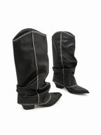 Distressed Pointed Toe Slouch Boots OLA066 oliviroa オリヴィオラ