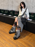 Fur Lace Up Platform Boots OLA067 oliviroa オリヴィオラ