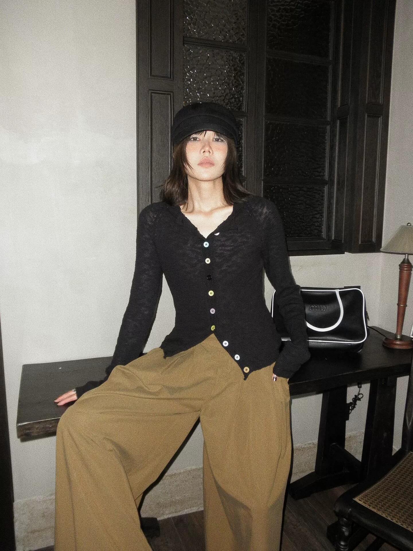 Saxe Blue Cotton Cardigan, Korean Style, OL1811 