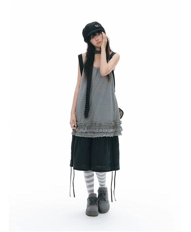 Gray White Striped Slouch Socks OLA026 oliviroa オリヴィオラ