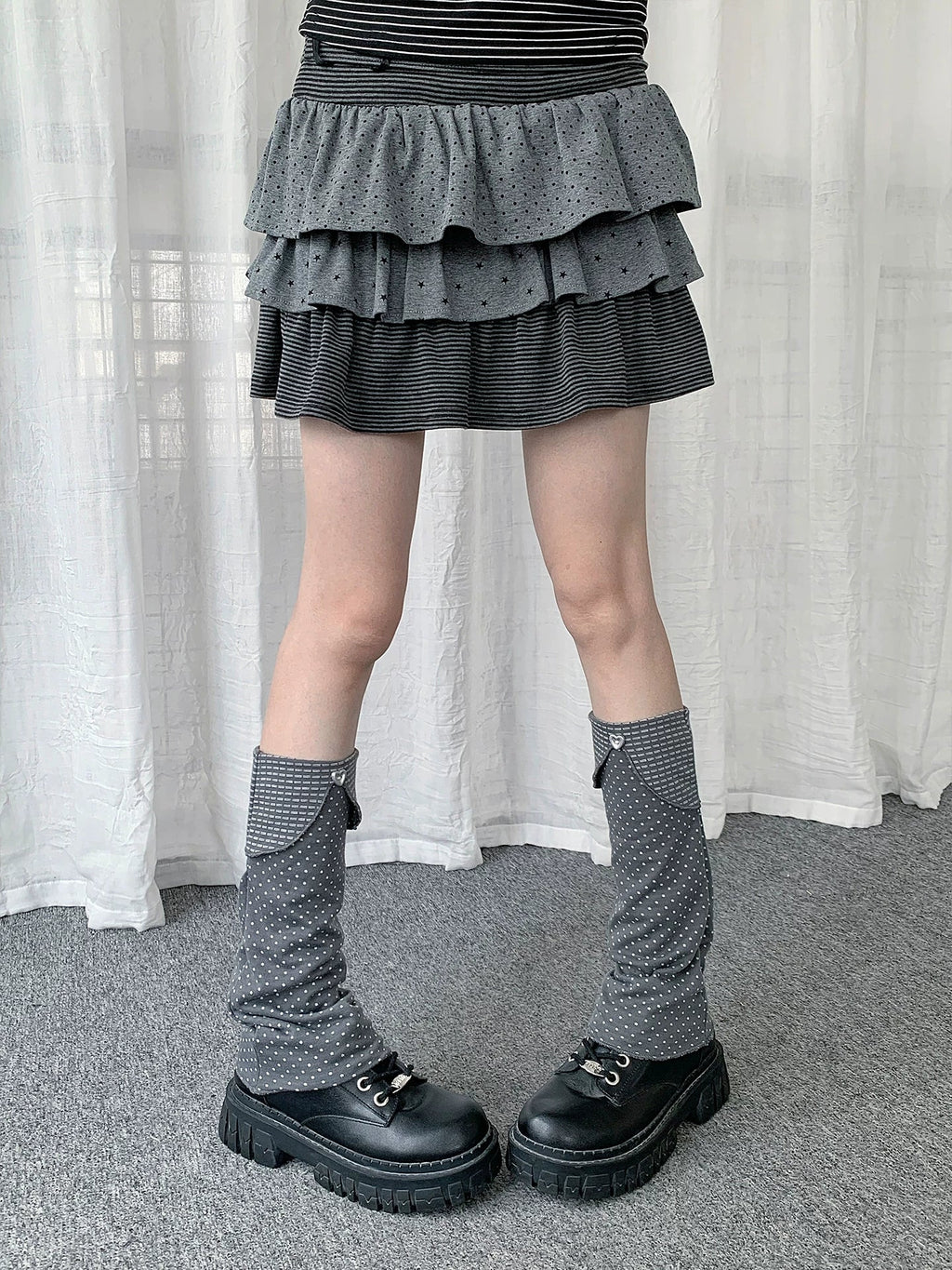 Polka Dot JK Slouch Leg Warmers OLA033 oliviroa オリヴィオラ