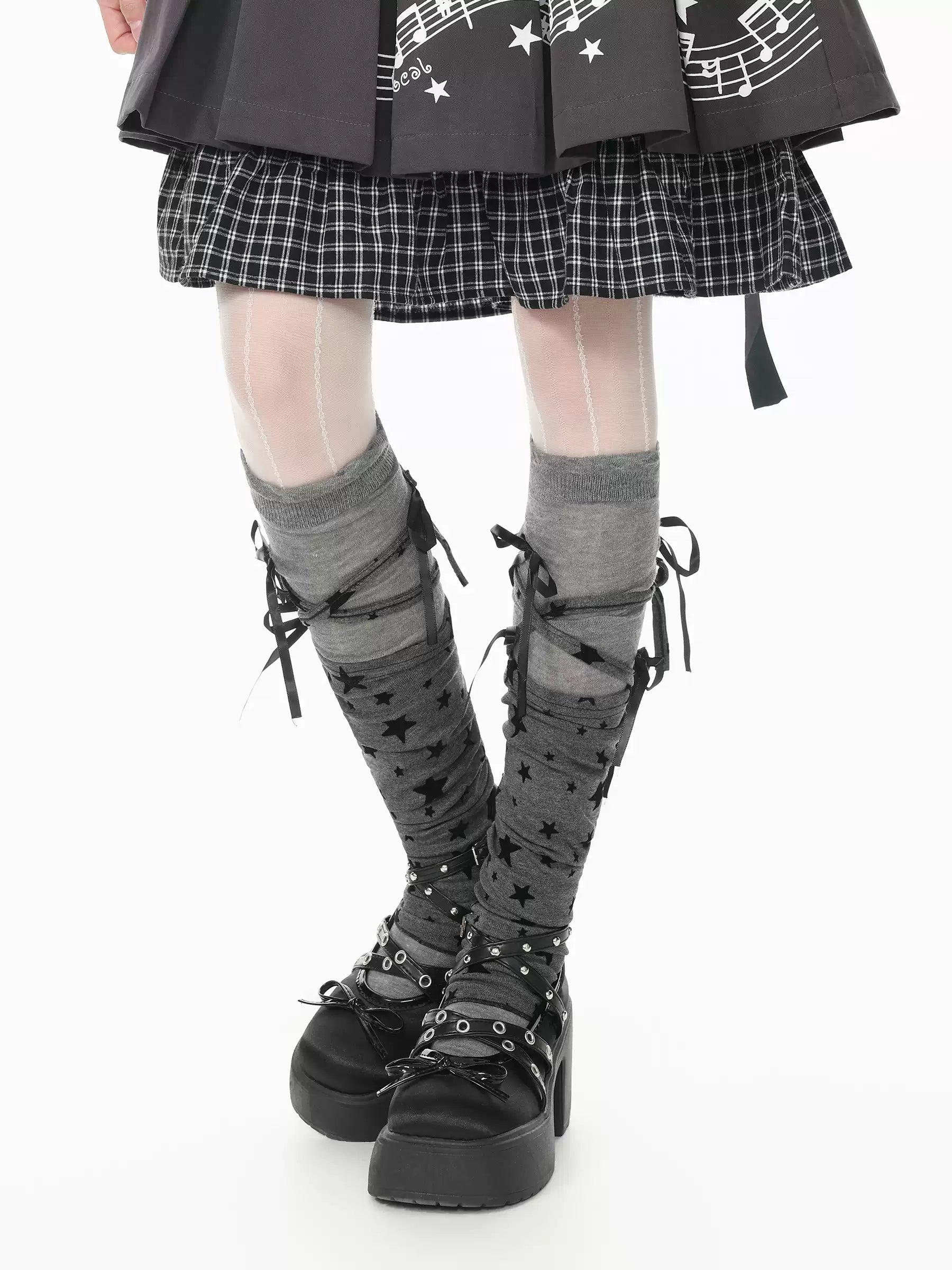 Star and Bow Tie Leg Warmers OLA021 oliviroa オリヴィオラ