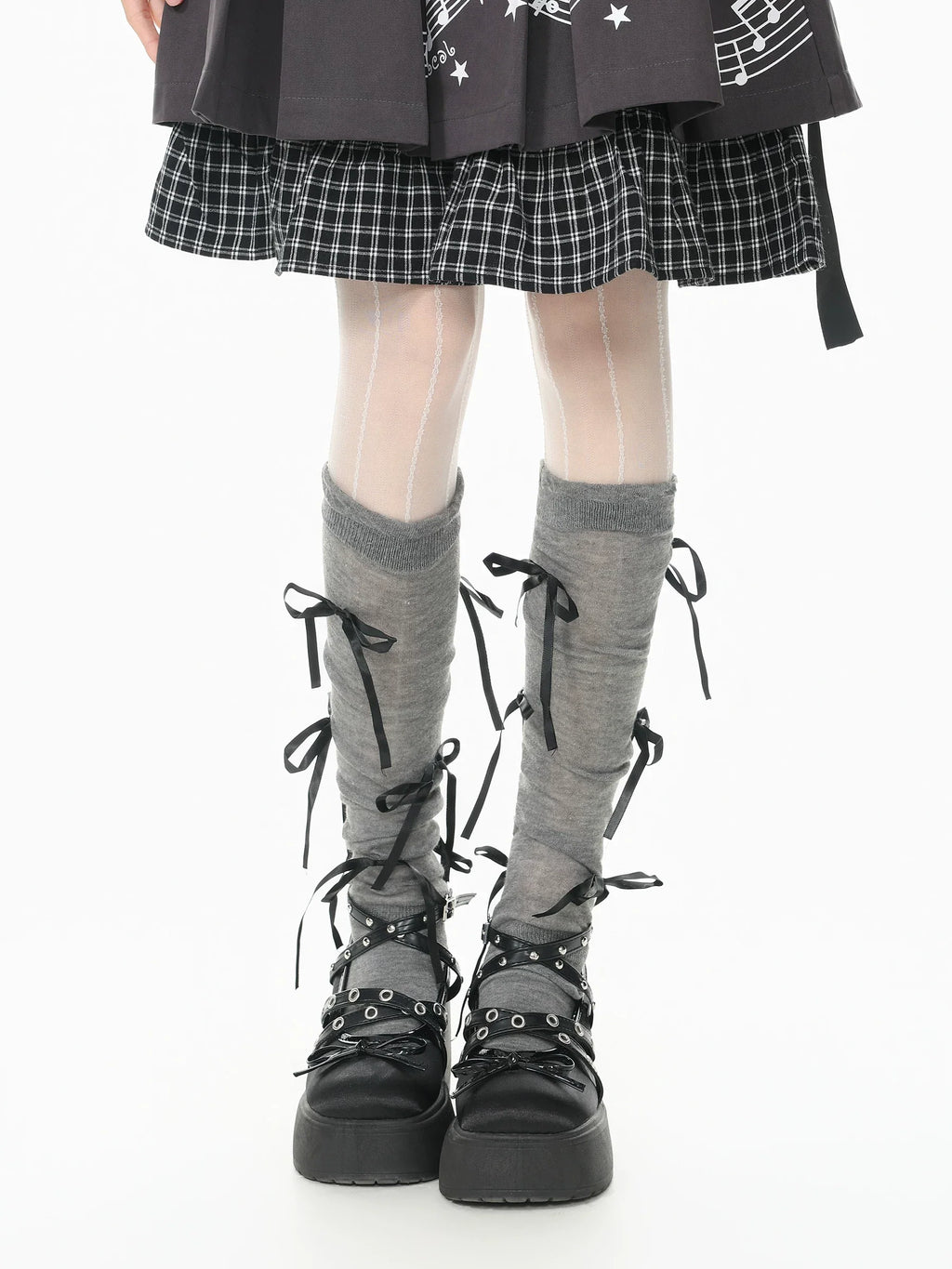 Star and Bow Tie Leg Warmers OLA021 oliviroa オリヴィオラ