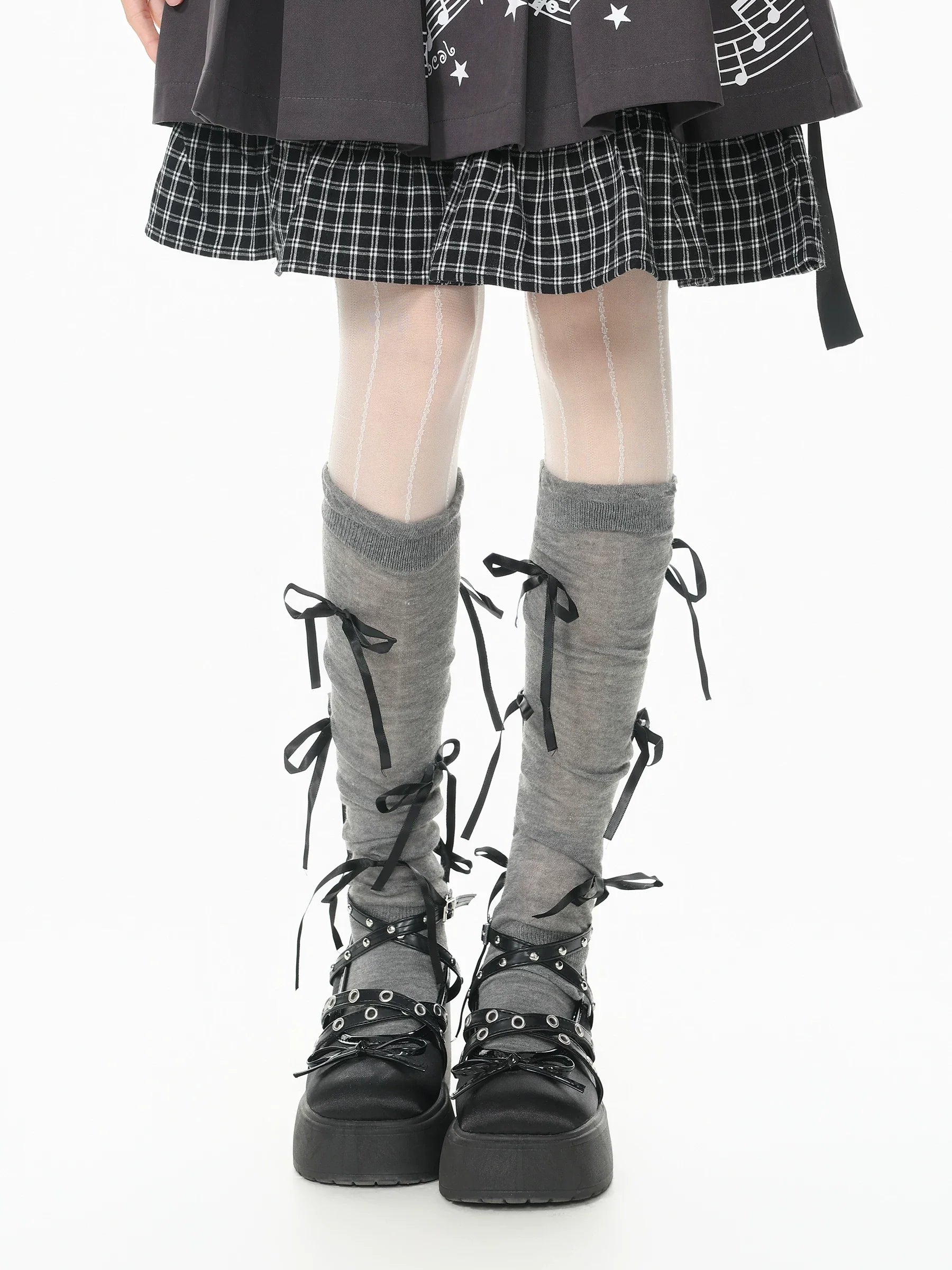 Star and Bow Tie Leg Warmers OLA021 oliviroa オリヴィオラ