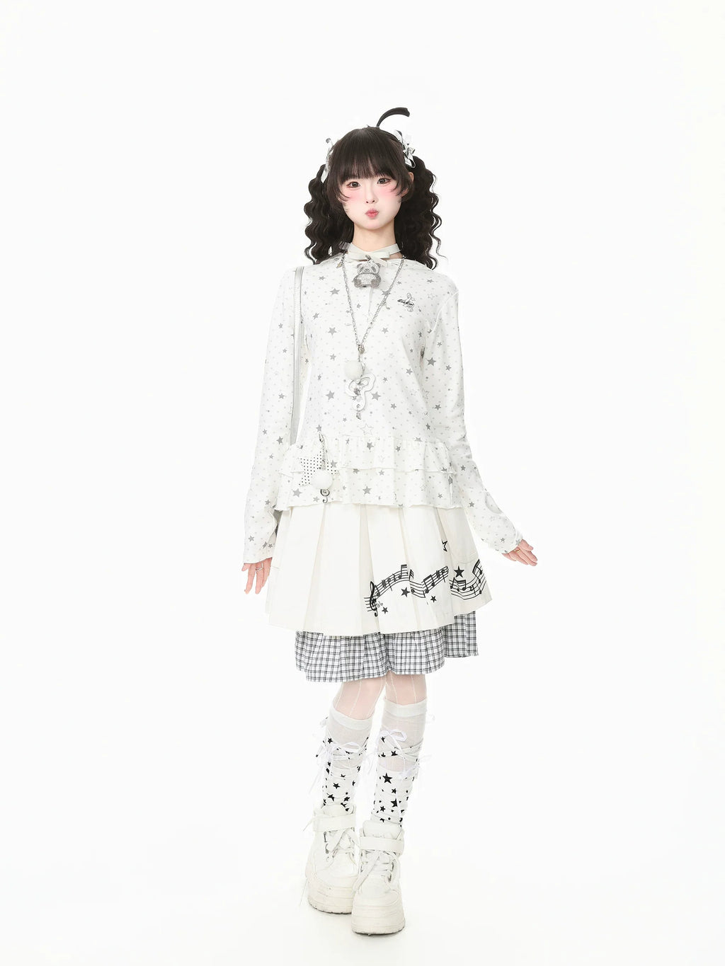 Star and Bow Tie Leg Warmers OLA021 oliviroa オリヴィオラ