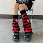 Striped Knit Slouch Leg Warmers OLA018 oliviroa オリヴィオラ