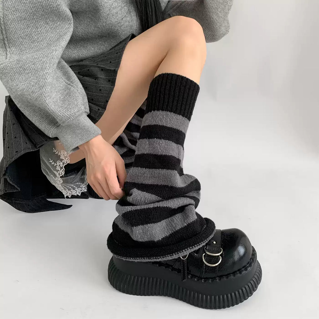 Striped Colorblock Flared Leg Warmers OLA020 oliviroa オリヴィオラ